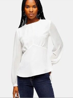 Topshop White chiffon Long-Sleeve Blouse